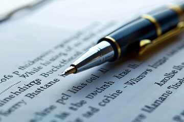 fountain pen on a business contract - obrazy, fototapety, plakaty