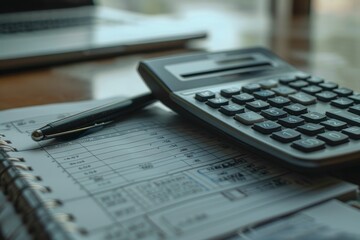 calculator and pen on financial report