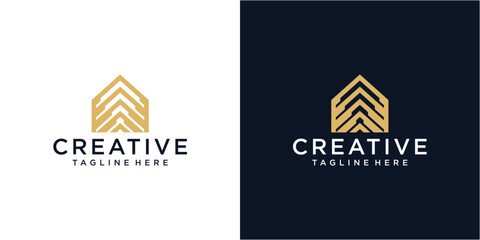 Creative modern home building logo design template.
