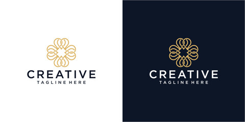 Floral ornament beauty logo design template.