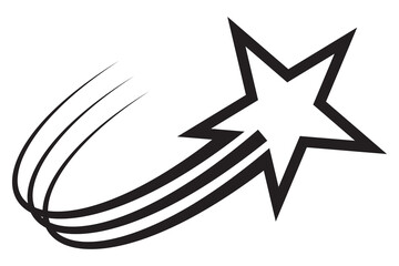 Meteorite and comet symbols. Black falling stars icon. Shooting stars icon vector. Abstract silhouette of shooting star. Flying comet with tail, falling meteor, abstract galaxy element.