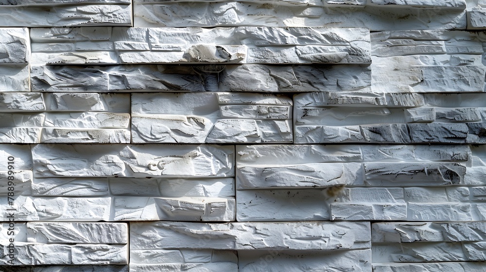 Leinwandbilder background of stone wall pattern of white and gray brickwork abstract texture backdrop with rocks ba