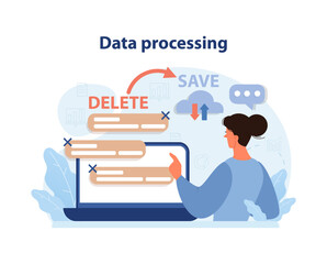 Data processing concept. Flat vector illustration