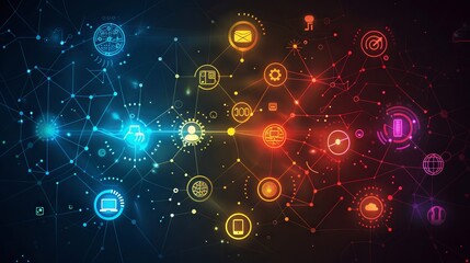 Fototapeta premium Advanced IoT network hub: high-tech data center facilitating internet of things connectivity and telecommunications infrastructure
