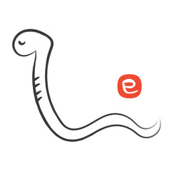 2025年 巳年の年賀状 和風のシンプルな横向きの蛇のイラスト