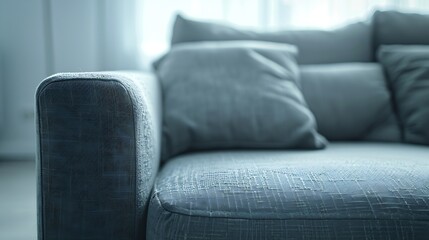 Warm grey sofa close up Minimalistic furniture concept : Generative AI