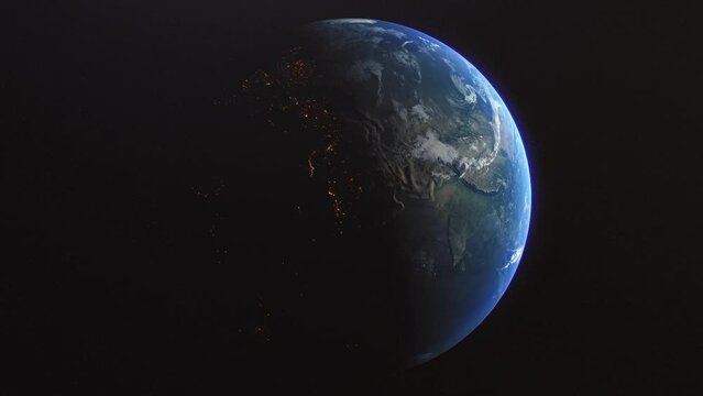 India New Delhi Cinematic Planet Earth Slow Orbit Zoom in Sun Flare