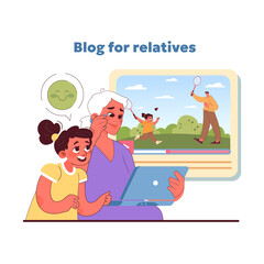 Blog for relatives concept. Vector illustration