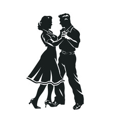 a silhouette of a couple dancing