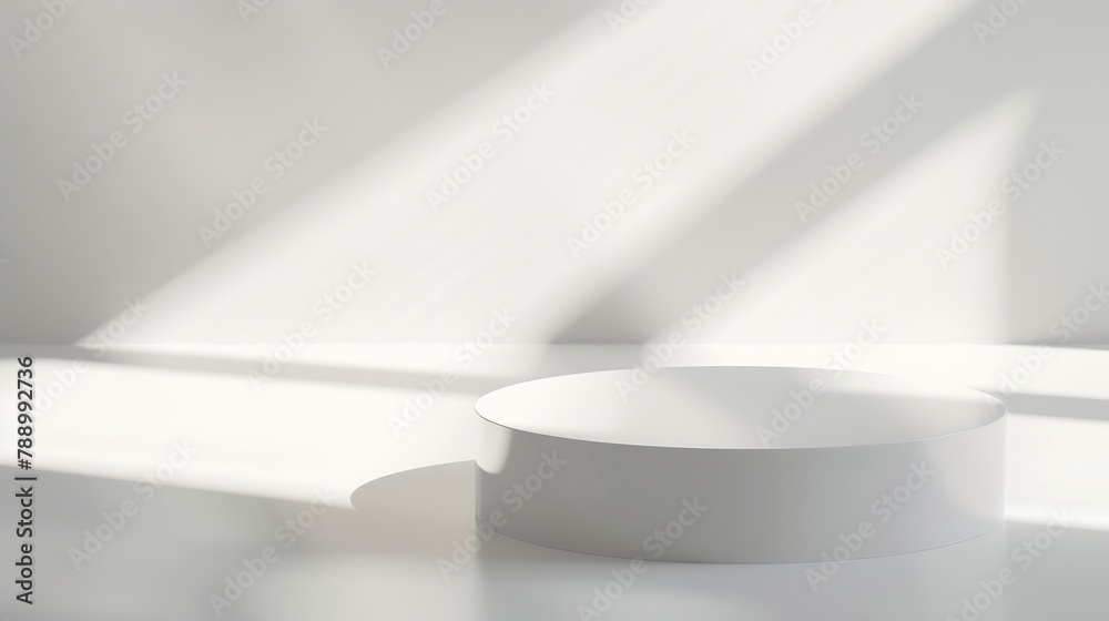 Poster empty white product presentation podium with trendy shadows abstract minimal empty stage cosmetic pa