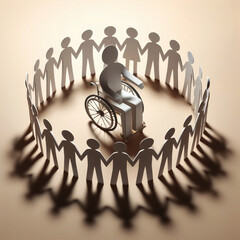 inclusion- paper cut silhouette and wheelchair