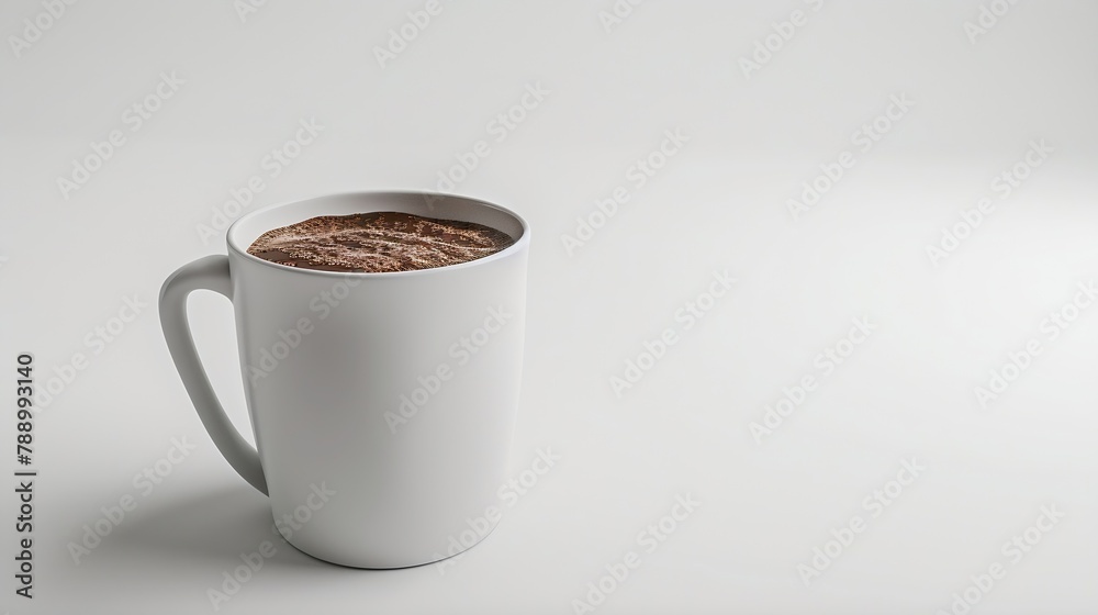 Poster Cocoa drink in white mug isolated on white background Clipping path : Generative AI