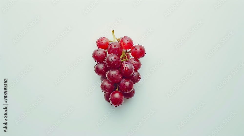 Aufkleber Flat lay top view of red grape on white background : Generative AI