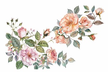 Watercolor rose clipart in various color and angle. flowers frame, botanical border, watercolour, wedding invite,Happy Women's, Mother's, Valentine's Day, birthday greeting card design.