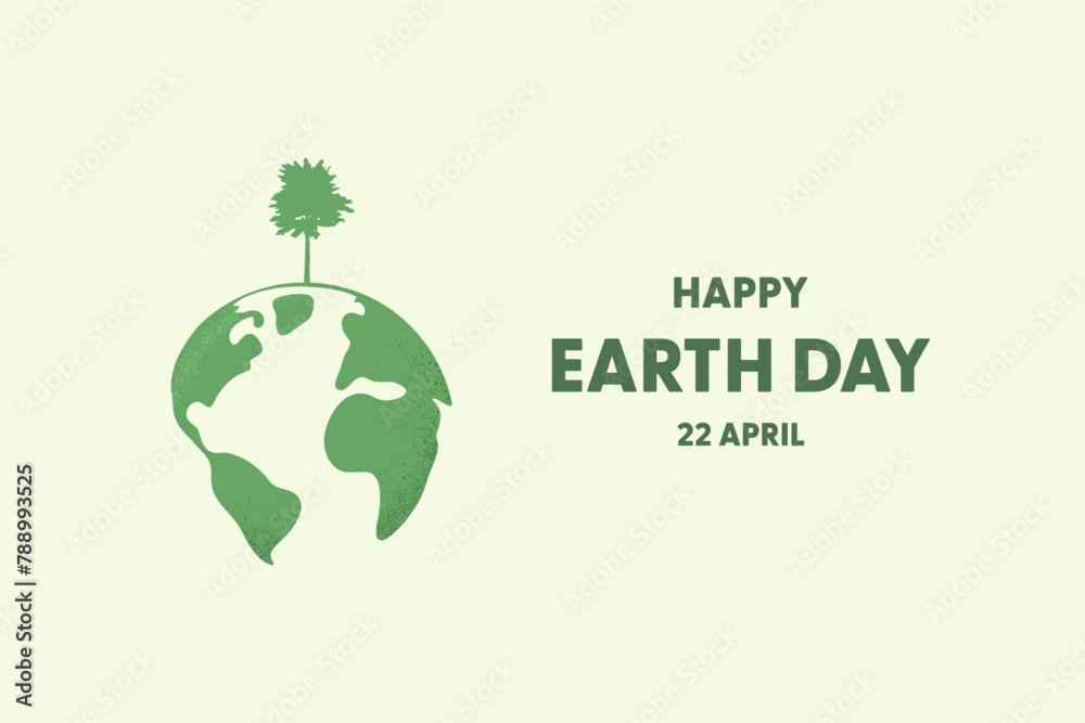 Poster earth day and world environment day concept.earth with tree. ecology and environment background. vec