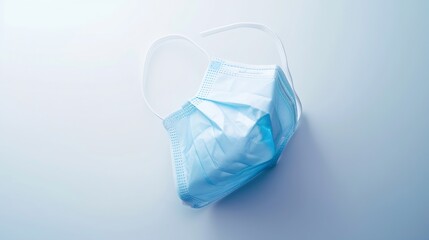 Blue medical face mask isolated on white Flat lay Clipping path included : Generative AI