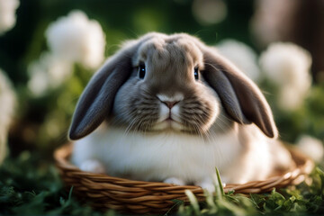 rabbit Holland Baby cute lop background sweet offspring yellow fur nature fluffy pretty white small looking domestic mammal easter cream brown studio adorable little