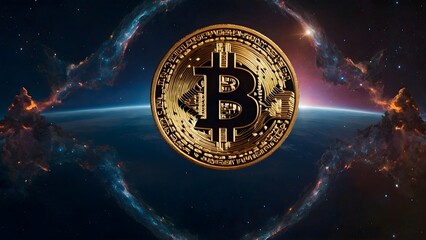 Bitcoin in space - obrazy, fototapety, plakaty