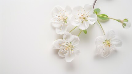 Blossom flat lay on white background 3 : Generative AI