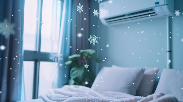 air conditioned room releasing snowflakes and cold air