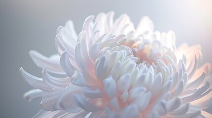 Blurred chrysanthemum flower with soft focus A flower on a light foggy background Closeup NatureCloseup Nature : Generative AI - obrazy, fototapety, plakaty