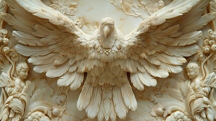 Angel Wings: A photo of a sculpture of angel wings, with intricate carvings and details
