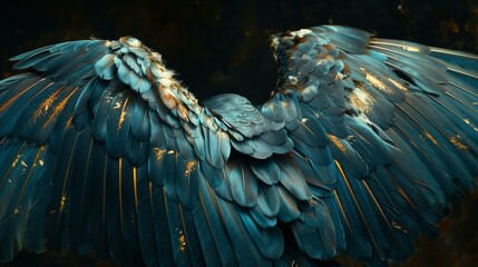 Obraz premium Fantasy Angel Wings Black Background