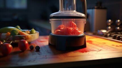 Close-up on Food Chopper on Top of Cutting Board - obrazy, fototapety, plakaty