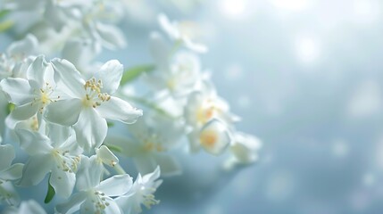 Jasmine  white  flowers Floral spring background  Closeup  Nature : Generative AI