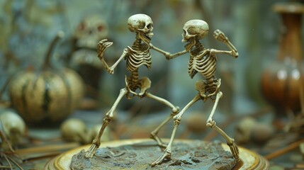 Skeleton Figurines Dancing Halloween -