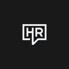 HR monogram logo inside talking square box