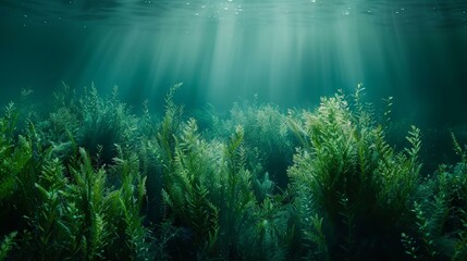Fototapeta na wymiar Underwater Green Sea Grass.