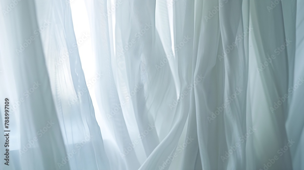 Poster close up of a sheer white window curtains abstract interior scene : generative ai