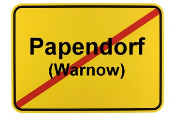 Illustration eines Ortsschildes der Gemeinde Papendorf (Warnow) in Mecklenburg-Vorpommern