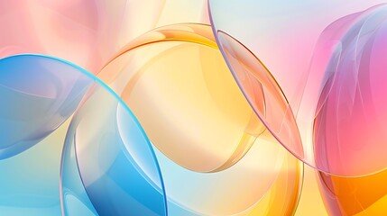 abstract modern minimal background with colorful translucent round glass shapes simple geometric shapes