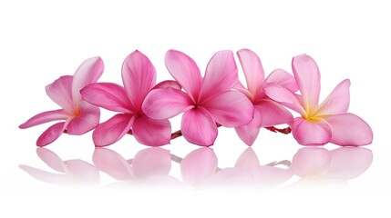 Group of Pink Frangipani isolated on White : Generative AI