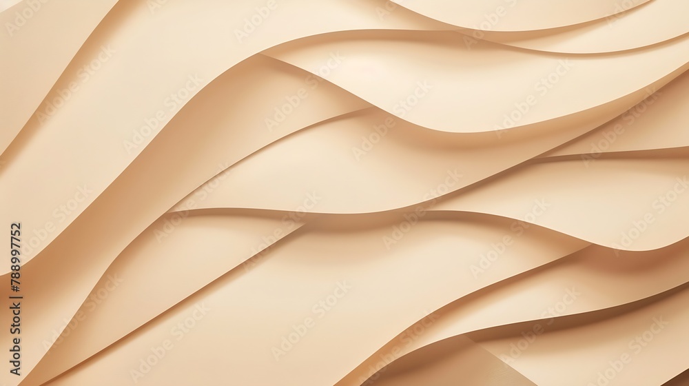 Poster Beige colored paper texture background Minimal paper cut style composition with layers of geometric shapes and lines in shades of brown colors Top view : Generative AI