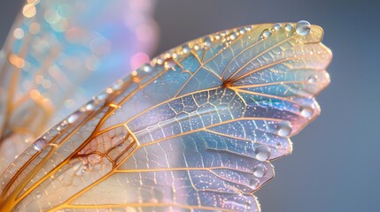 Fairy Wings: A close-up photo capturing the intricate details and vibrant colors of fairy wings © MAY