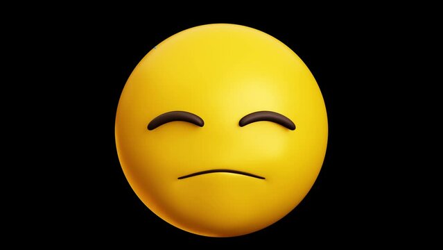 Downcast face with sweat emoji, 3d emoticon animation, Alpha channel, Transparent video