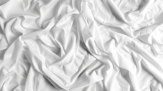 Abstract pattern of white crumpled bed sheet White wrinkled fabric texture rippled surface Close up image : Generative AI