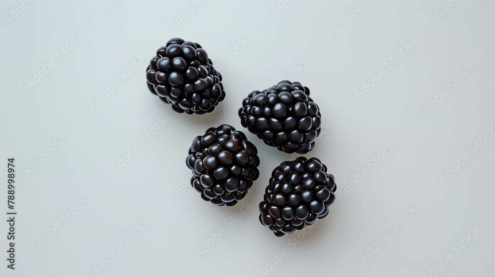 Poster blackberry isolated on white background top view flat lay : generative ai