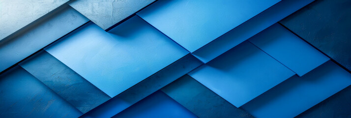 Abstract Blue Geometric Shapes on Textured Surface - obrazy, fototapety, plakaty