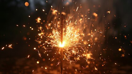 Lights Spark: A photo capturing the brilliance of fireworks exploding in a dark night sky - obrazy, fototapety, plakaty