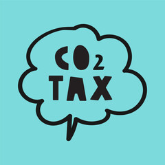 Co2 tax. Flat design Vector hand drawn illustration on green background.