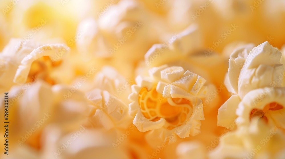 Aufkleber Beautiful background of popcorn for various uses Popcorn kernels in defocused spiral closeup Food texture pattern High quality photo : Generative AI