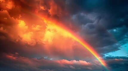 Fototapeta premium Thunderstorm: A photo of a rainbow appearing after a thunderstorm