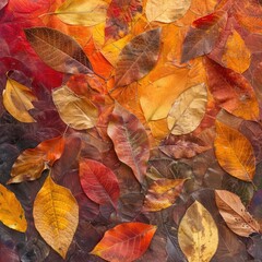 Vibrant autumn foliage as a textured backdrop with detailed leaves