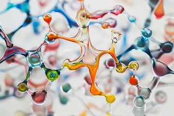 Molecular Models Suspended in a Liquid Medium, Creating Mesmerizing Patterns And Formations Reminiscent of Abstract Art, Generative AI