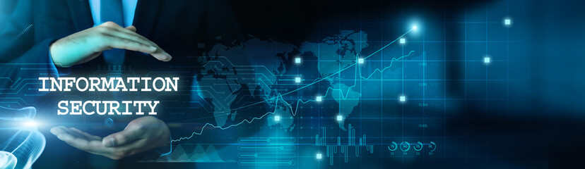 Information security with data encryption. Furthermore, businessmen hold their sensitive business and confidential data with virtual network connection. Advanced technology develops smart solutions.
