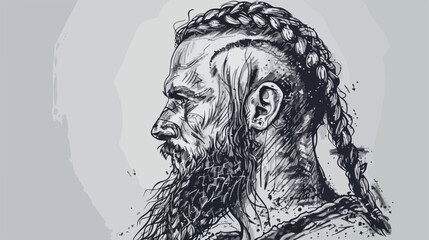 Portrait of ancient warrior with beard and braids han